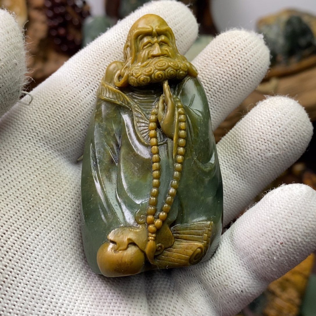 入***画岫岩河磨玉（透闪石质玉）未镶嵌手链