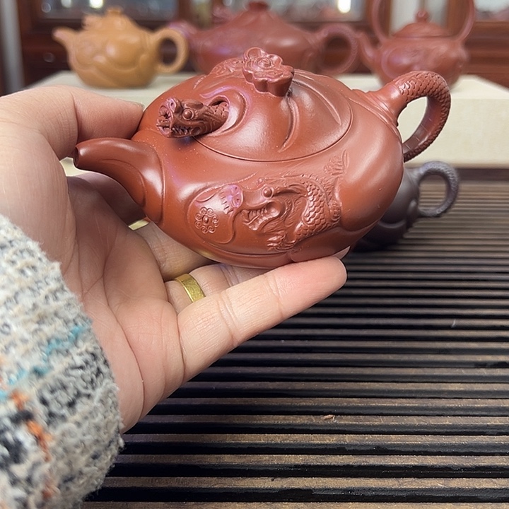 小***溪茶壶紫砂朱泥大红袍鱼化龙