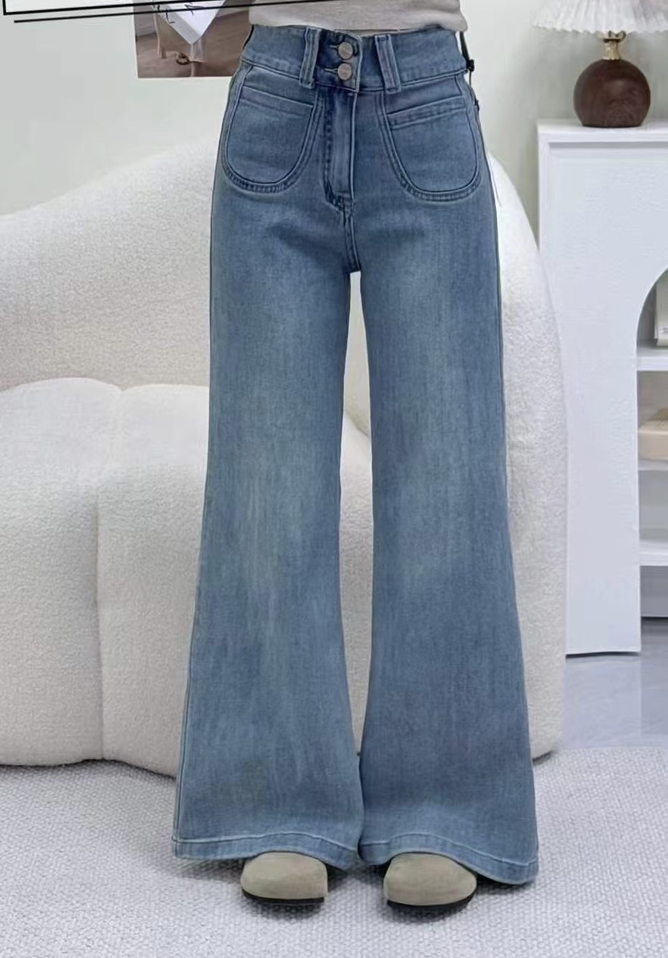 拖地长裤直筒喇叭腿牛仔裤宽松小个子复古美式女裤