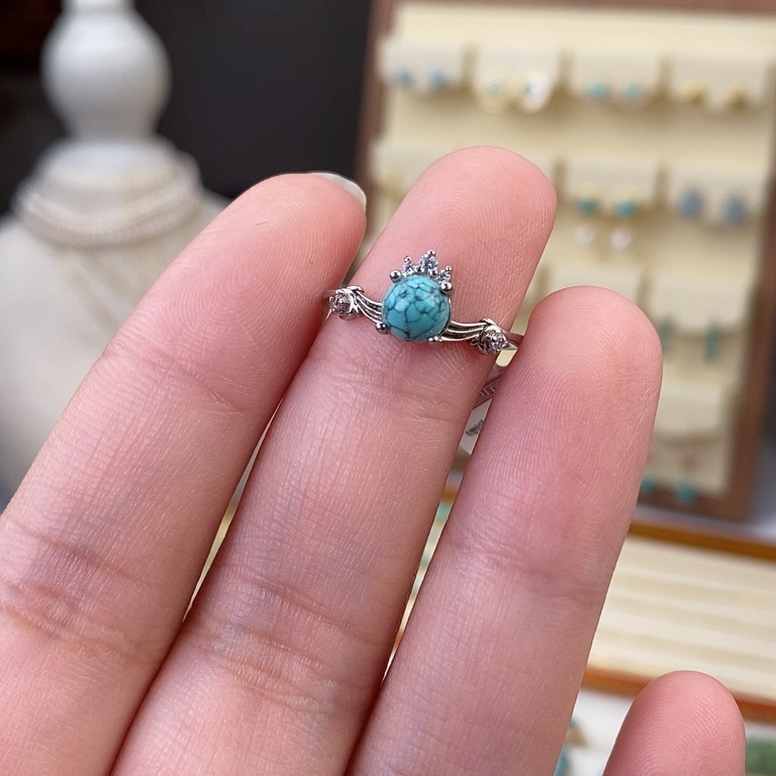 绿松石戒指银S925镶嵌