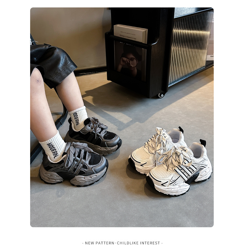 女童运动鞋2025春季新款男童软底轻便运动老爹鞋儿童户外休闲鞋子