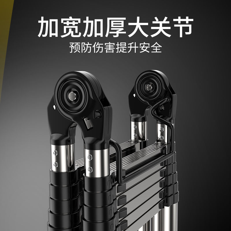 不锈钢多功能人字梯多功能伸缩梯家用梯升降梯直梯不锈钢竹节梯