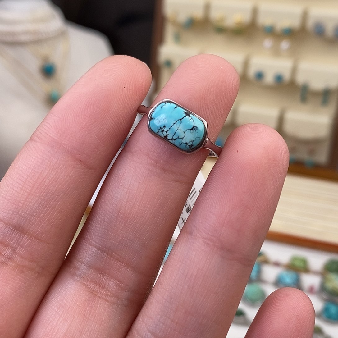 绿松石戒指银S925镶嵌