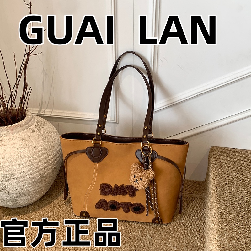 车缝线字母托特包单肩包印花包包印花百搭秋冬轻奢