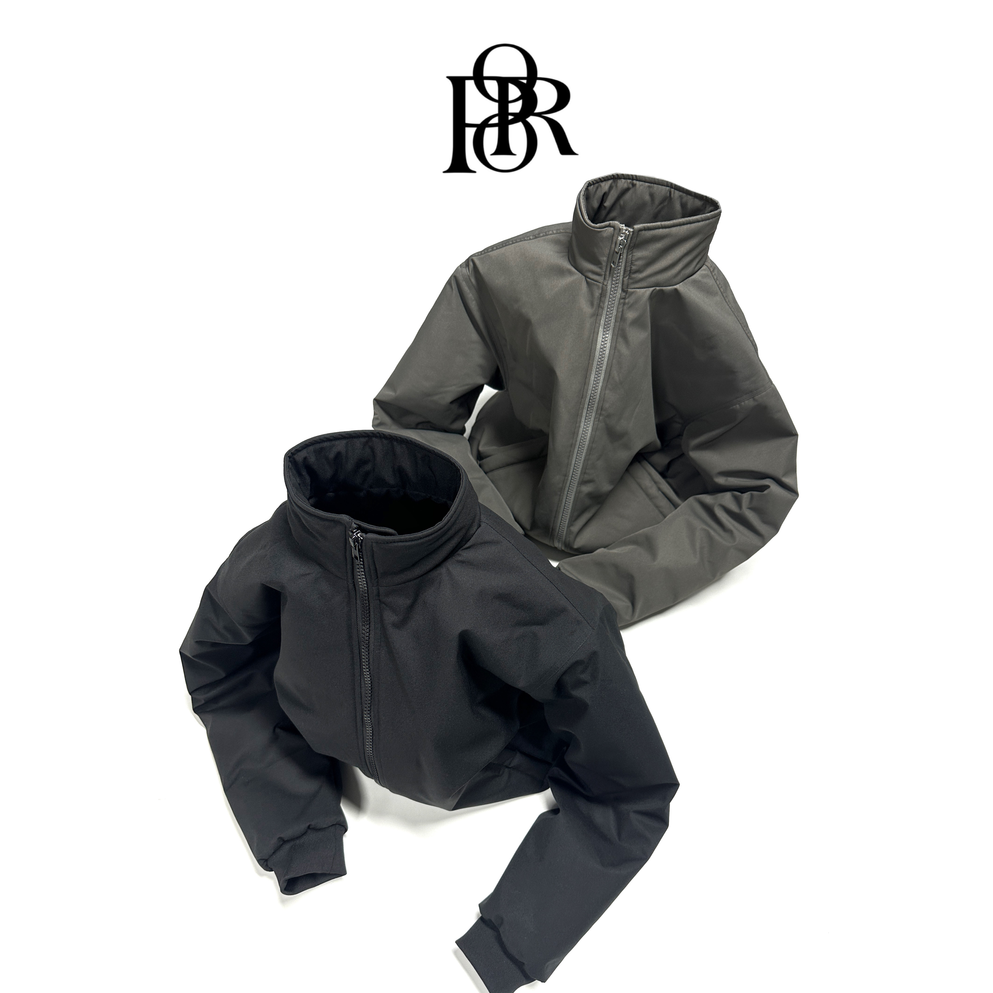 MF02「黑曜棉服」立领三防覆膜短宽男女美式夹克棉服poorland