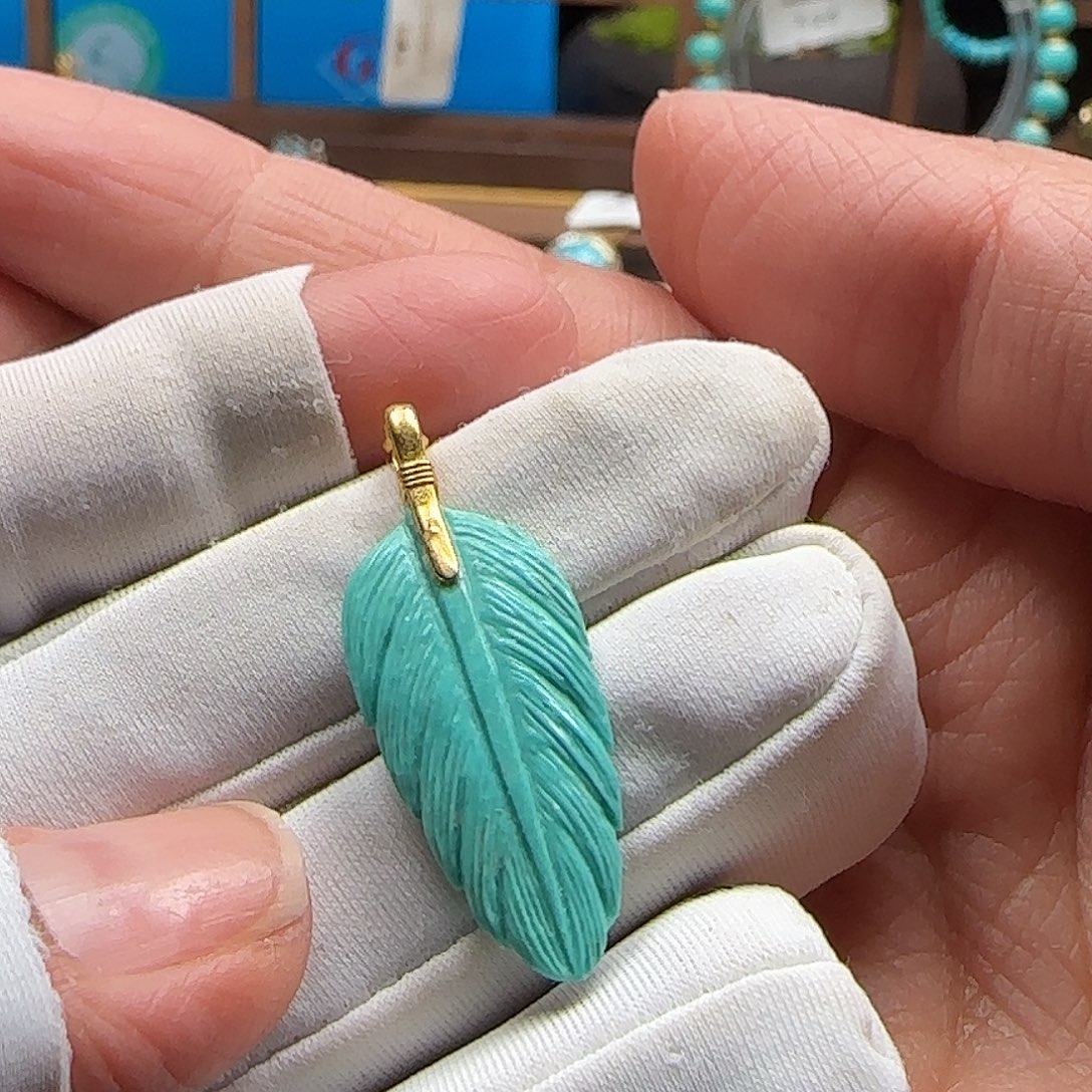 绿松石18K金镶嵌吊坠(不含链)