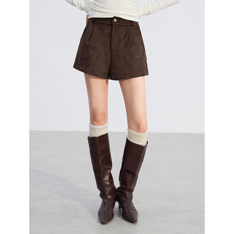 【毛毛专属】MacyMccoy铆钉麂皮绒短裤