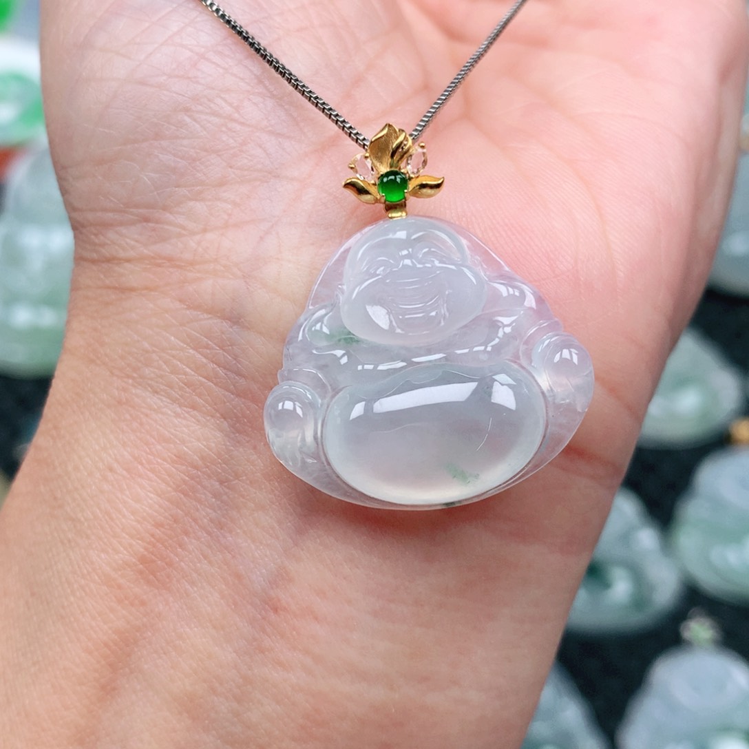 翡翠吊坠(不含链)18K金镶嵌