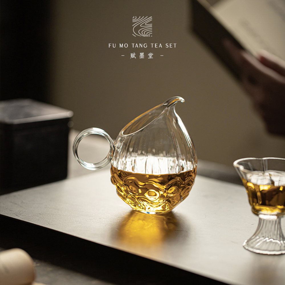 赋墨堂丨凝珠玻璃公道杯家用高档耐热玻璃分茶器耐高温茶海功夫茶