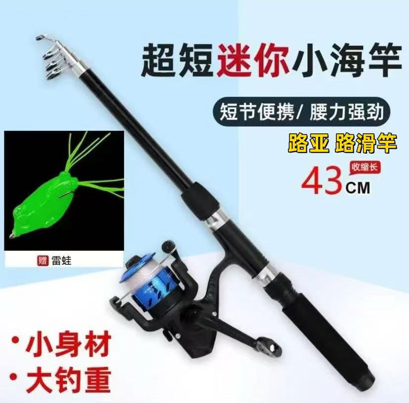 高碳迷你伸缩小路亚路滑竿全套海竿套装抛竿远投