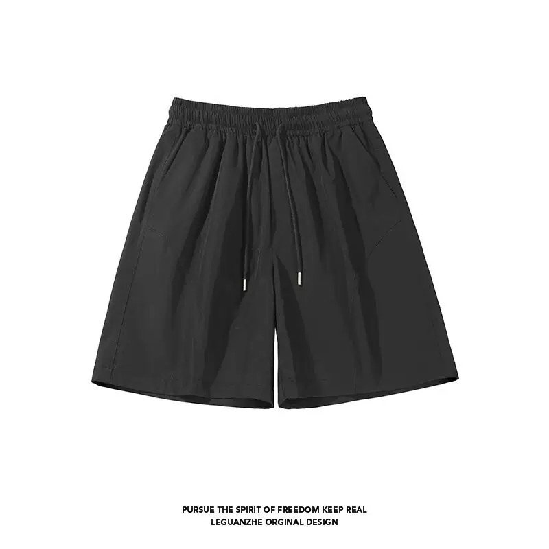美式休闲短裤男款夏季拼接宽松薄款速干冰丝运动五分裤子