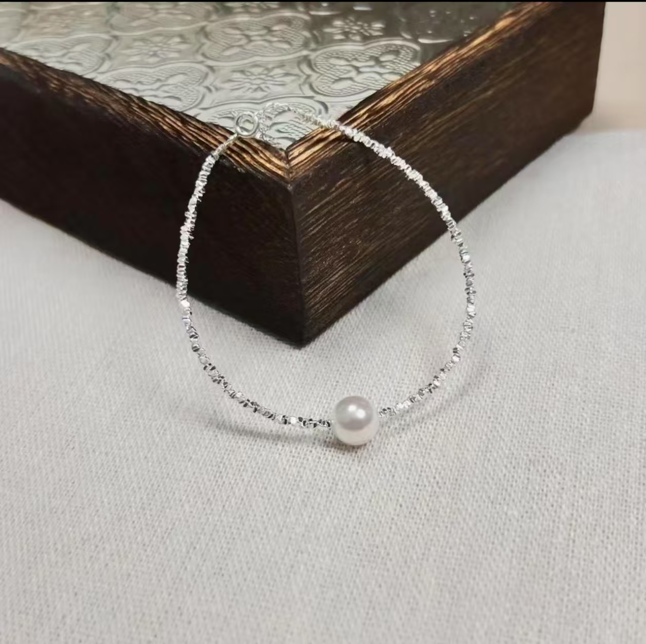 足银手链 上渔银饰  足银999【碎碎平安】珠珠手链 项链           