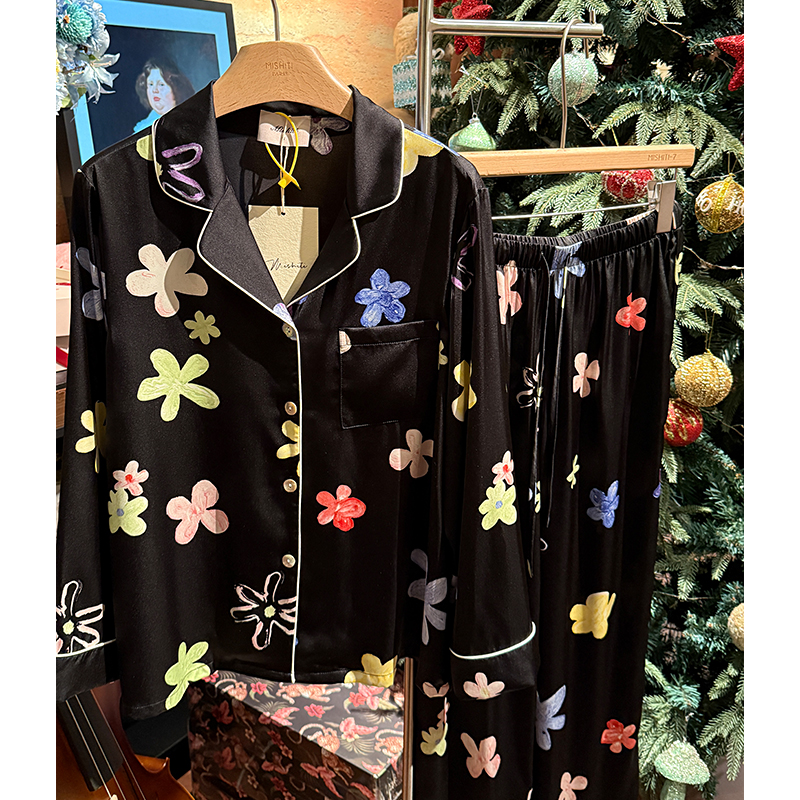 米诗缇【赛罗米尔的花长袖长裤】小众设计可外穿长袖长裤睡衣家居服