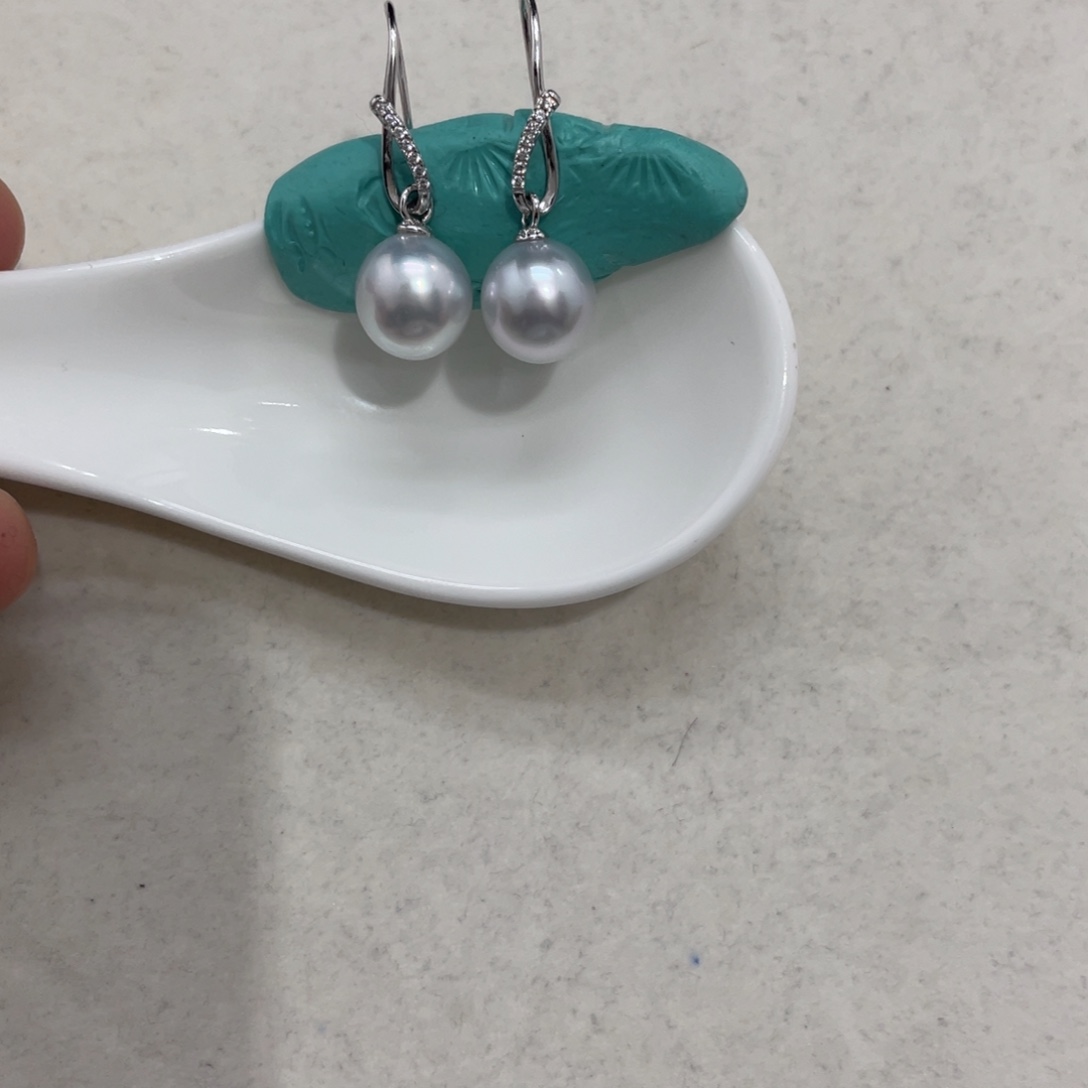 耳饰银S925镶嵌海水珍珠