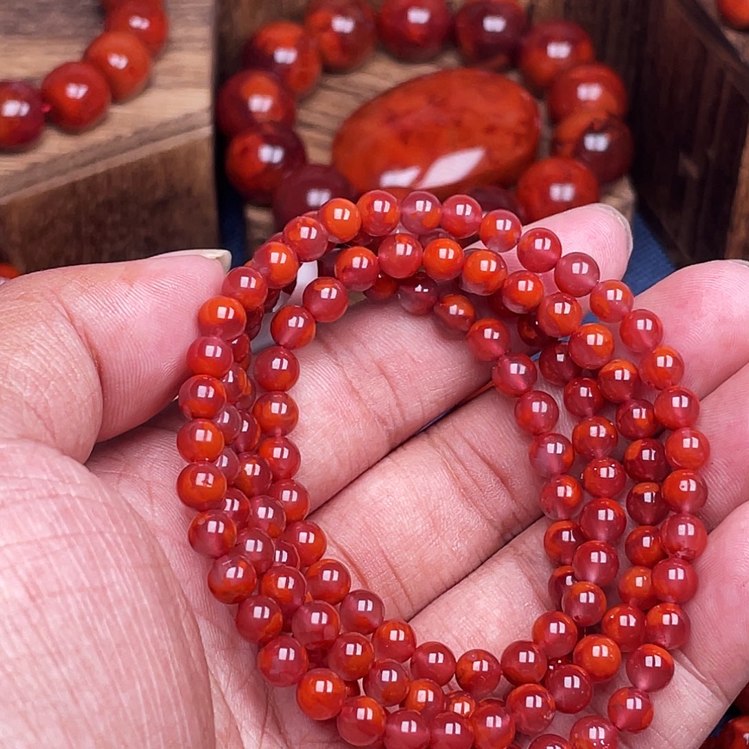 南红玛瑙未镶嵌手链南红瓦西卡5多圈