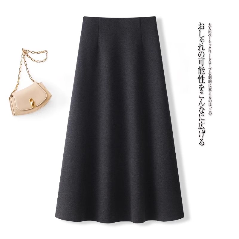 醋酸毛呢半身裙女秋冬2025新款显瘦遮胯中长款宽松伞裙a字长裙子
