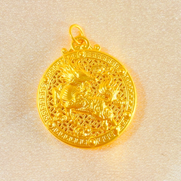 轻奢珠宝足金999 黄金祥瑞报喜麒麟牌吊坠水贝黄金大克重（赠绳）