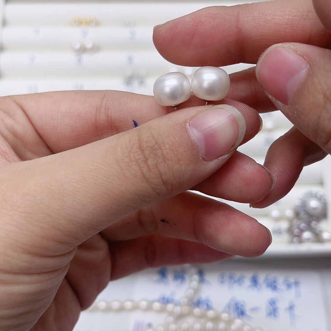 淡水珍珠耳饰银S925镶嵌敏*