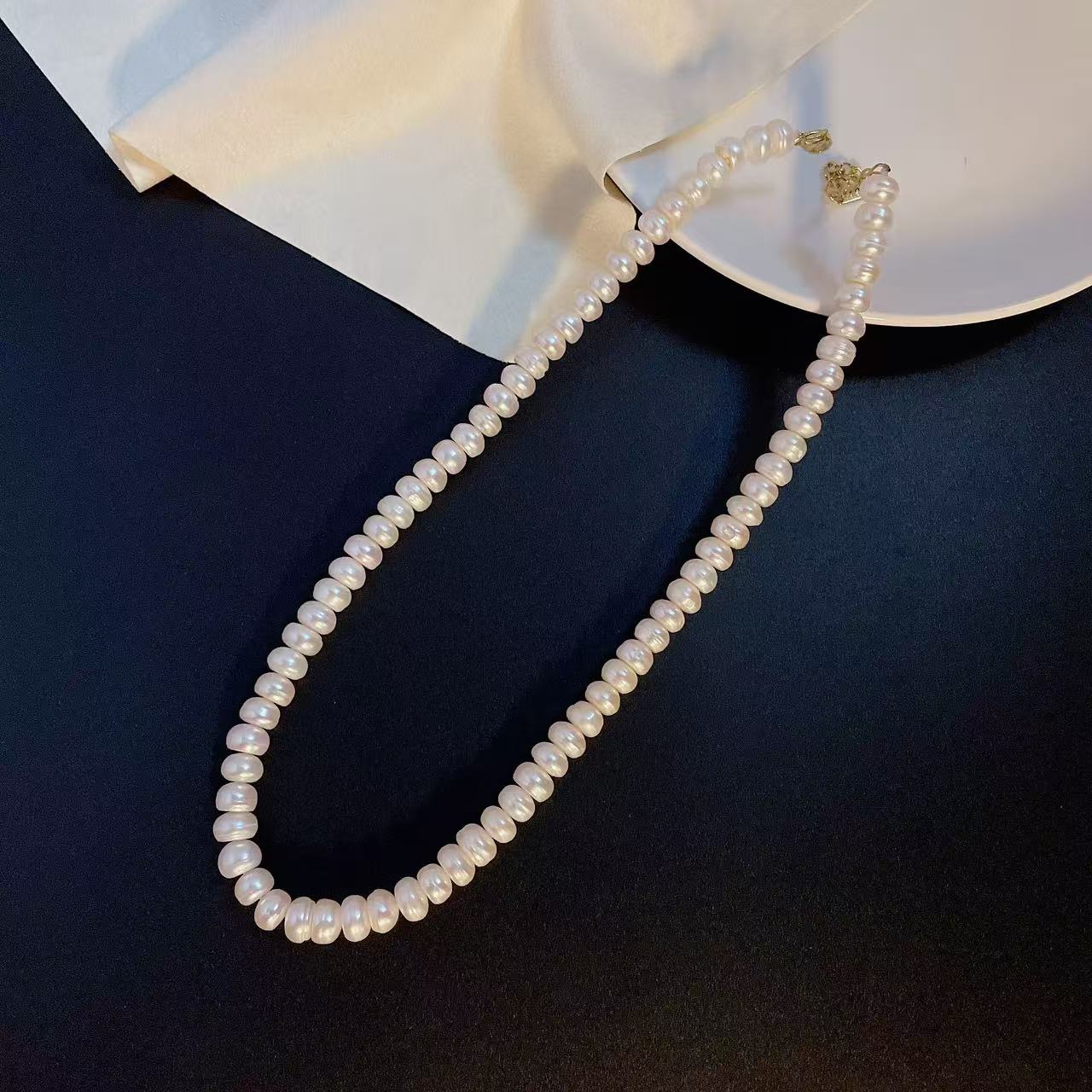 天然淡水无核珍珠A359#6-7m白馒头珍珠项链