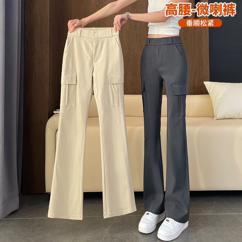 工装微喇裤女春秋高腰喇叭裤2025新款爆款夏季薄款休闲运动女裤子