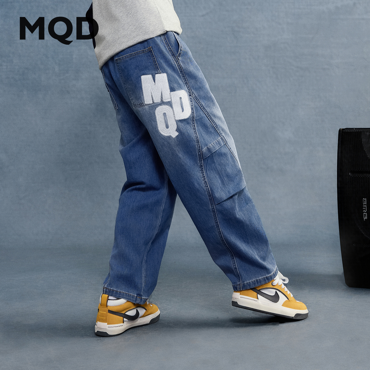 MQD男童25秋新款街潮学院风个性亲肤柔软牛仔裤9653W1426