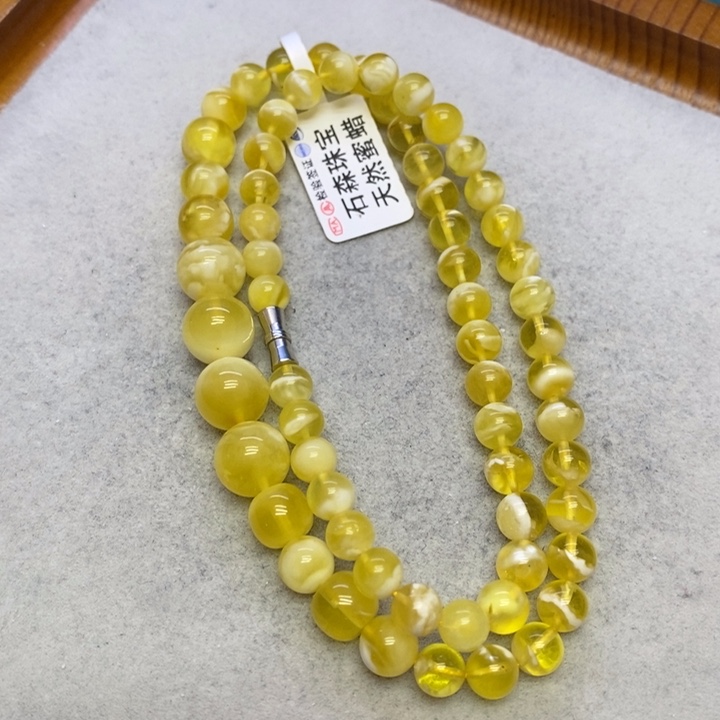 蜜蜡裸石未镶嵌串