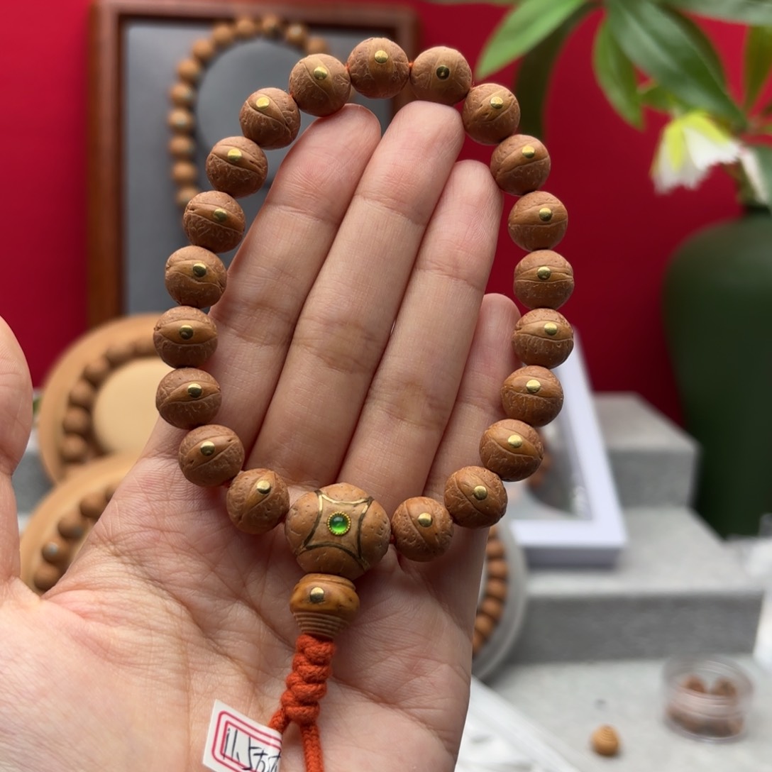 凤眼菩提手串11.5左右铜钉镶嵌手串