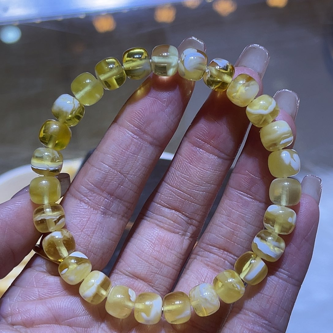 不***果琥珀未镶嵌手链蜜蜡手串
