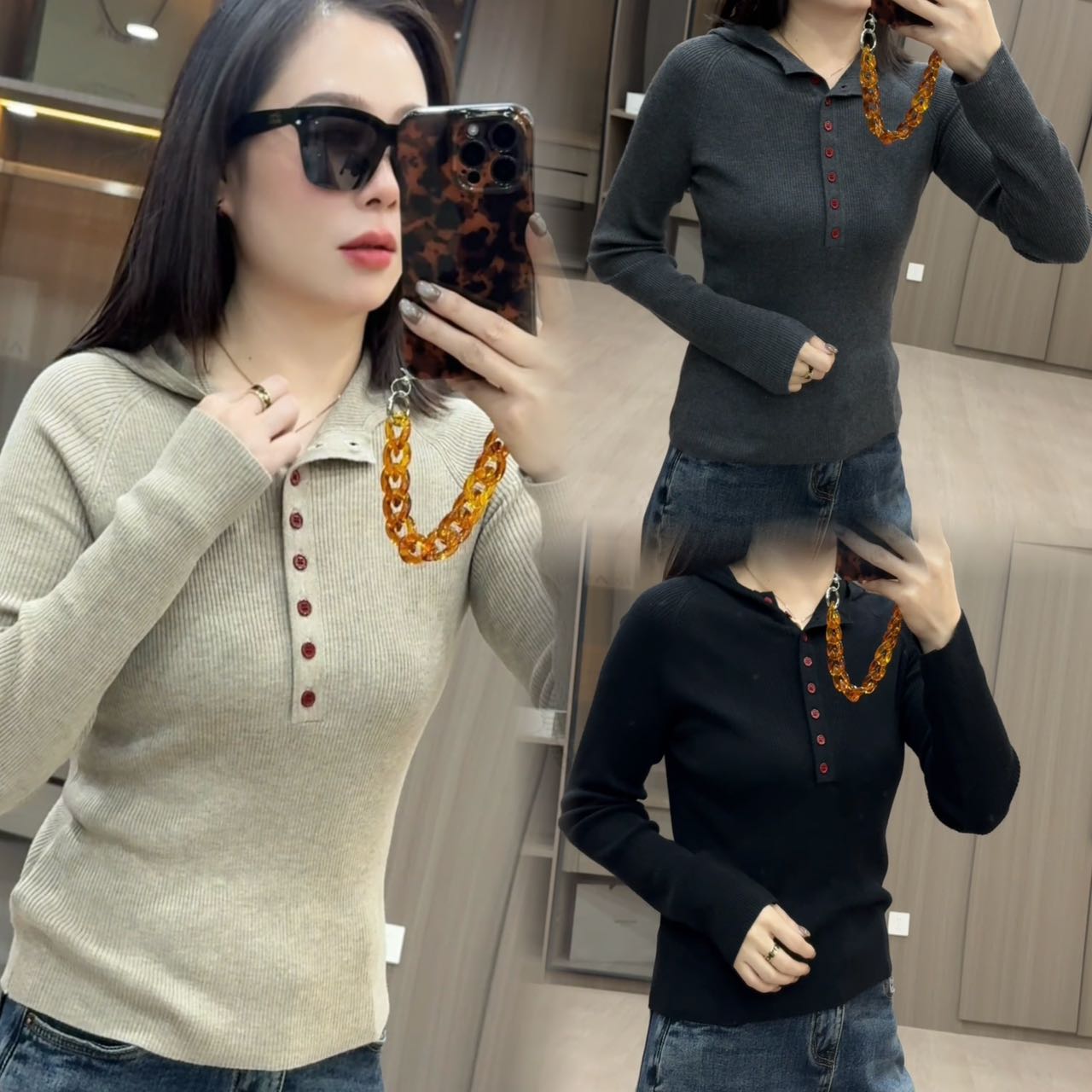 MAOYANJIA-978363纸片人帽衫显瘦休闲秋冬百搭针织上衣