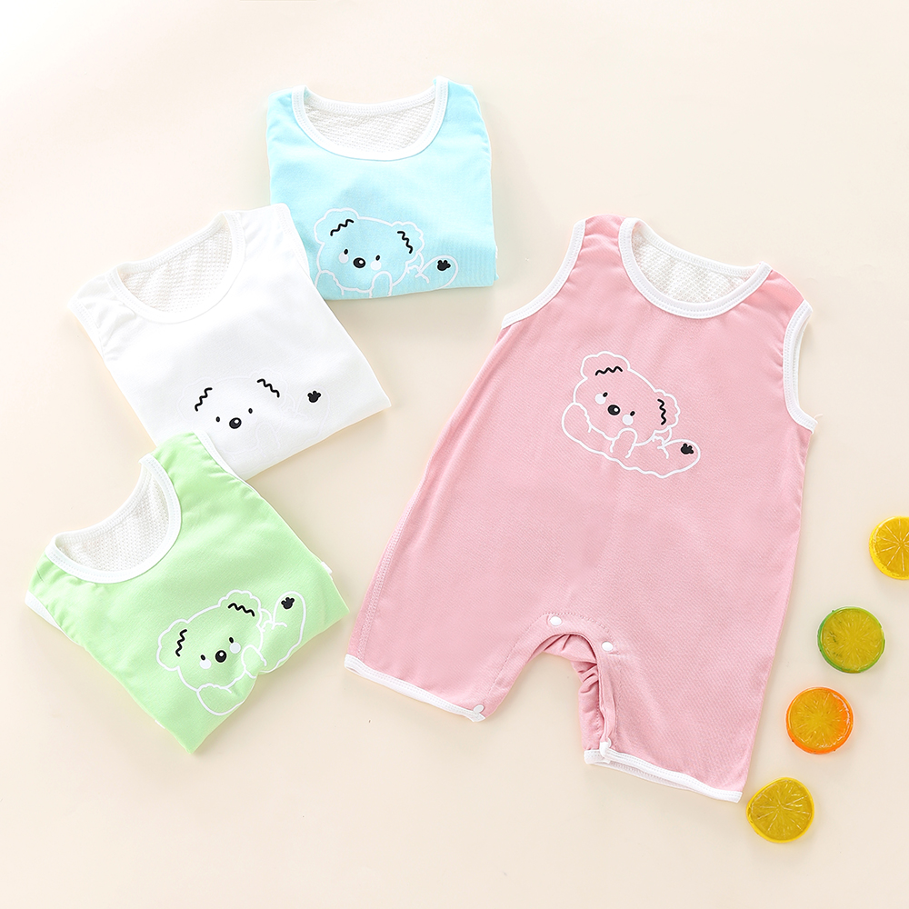 【J】无骨后背拼夏连体连体衣宝宝无袖背心哈衣婴幼儿薄款