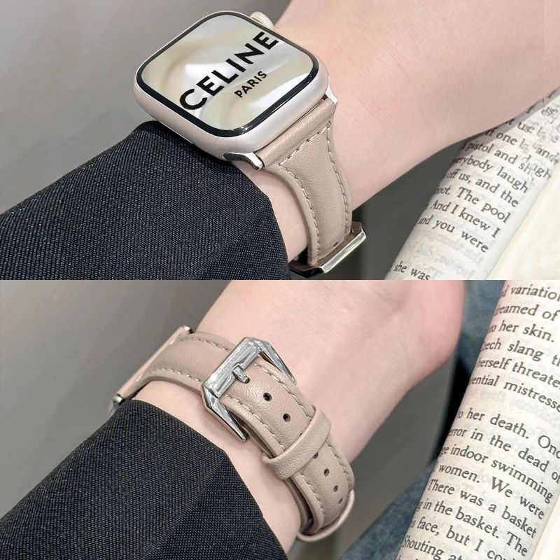 时亿适用iwatch真皮苹果小蛮腰S10表带iwatch9平果玫瑰金手表s876