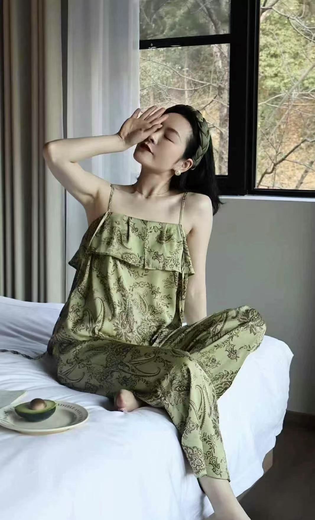 YY碎花-高品质时尚薄款家居服套装睡衣夏天新款蕾丝吊带睡衣冰丝