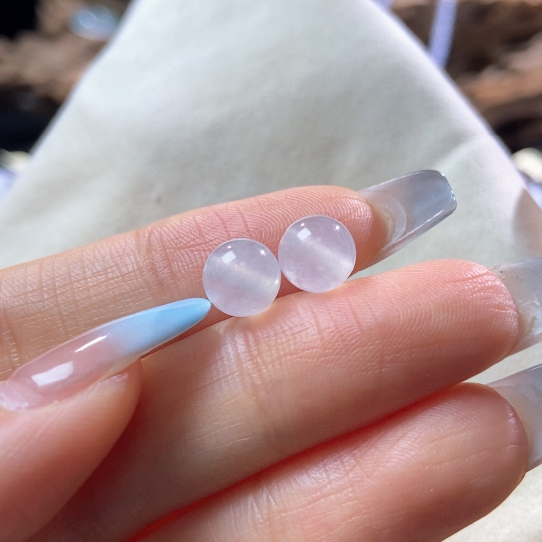 翡翠散珠翡翠白冰小珠8+mm多样性发一