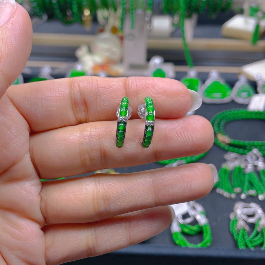 未镶嵌翡翠耳饰圆珠耳圈