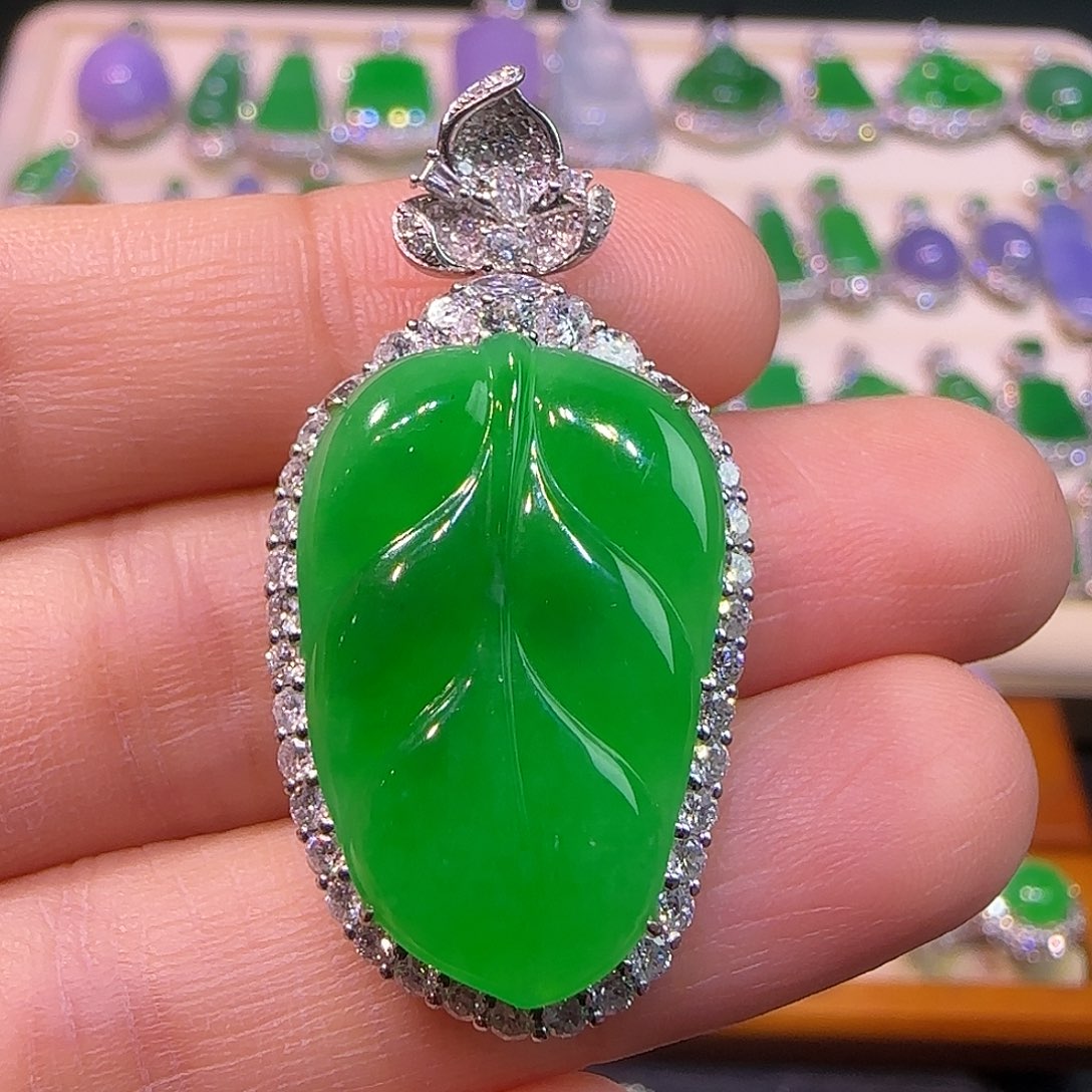 翡翠18K金镶嵌吊坠(不含链)