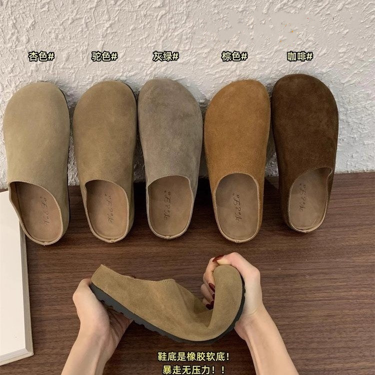 厚底勃肯鞋女外穿2025新款春夏新款时尚复古一脚蹬懒人包头半拖鞋