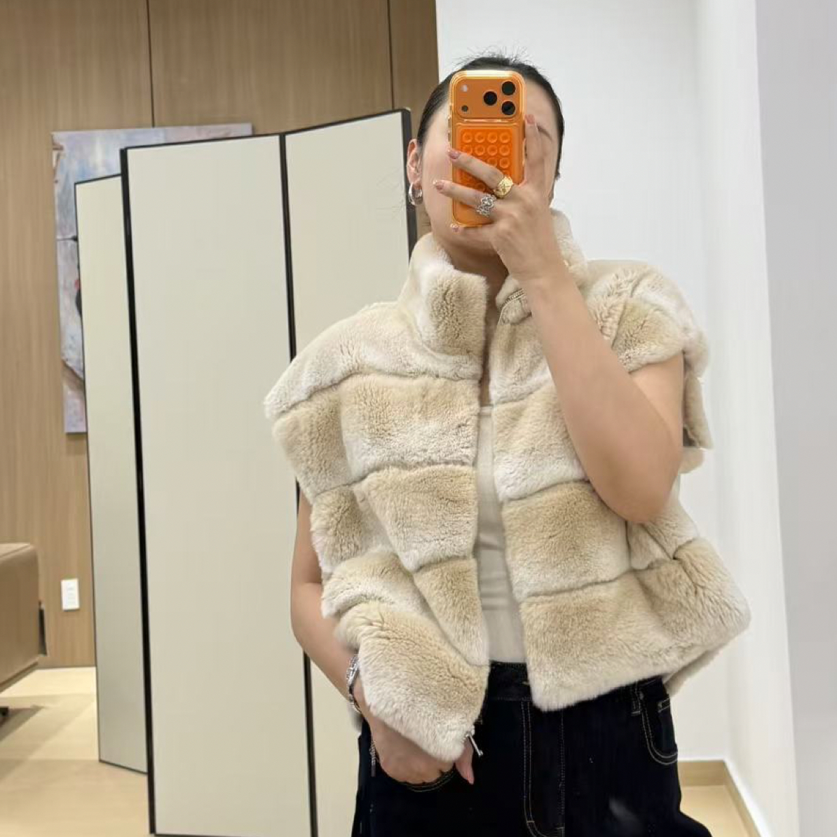 FRANCAYA｜进口獭兔皮草马甲chao柔软细腻卡布奇诺