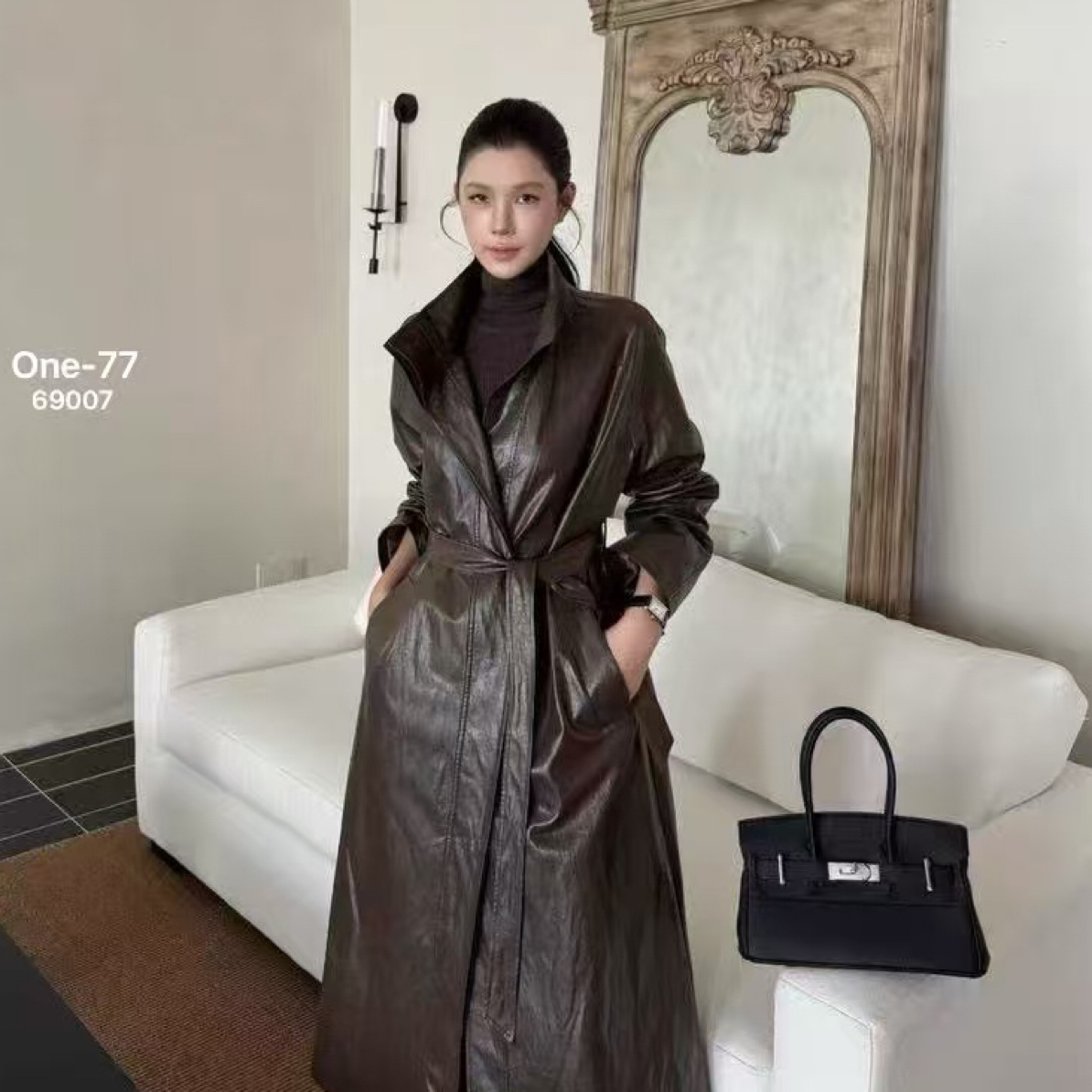 皮衣秋季新款长款复古休闲通勤高级女士时尚百搭上衣