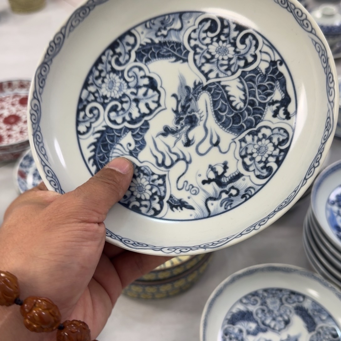 摆件青花如意穿花龙大壶承