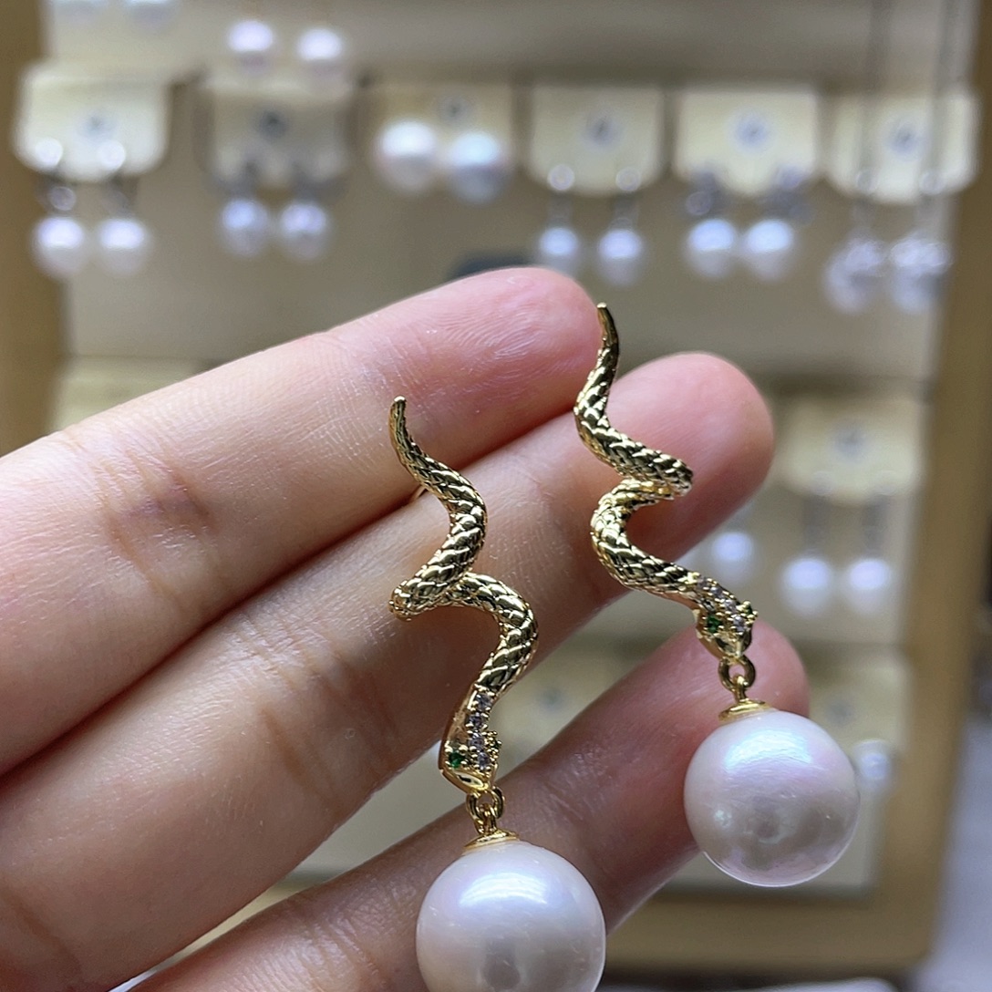 淡水珍珠耳饰银S925镶嵌