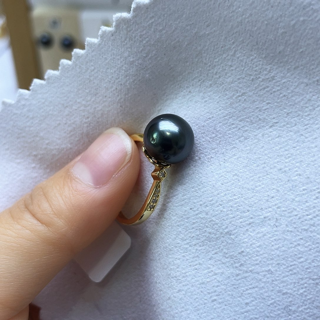 海水珍珠戒圈银S925镶嵌