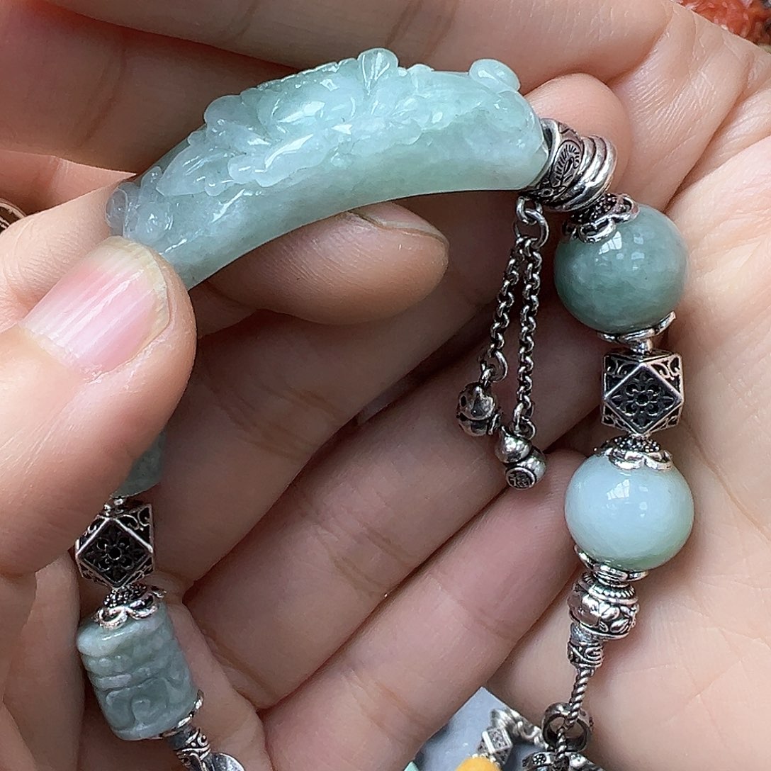 翡翠手链未镶嵌@****炸