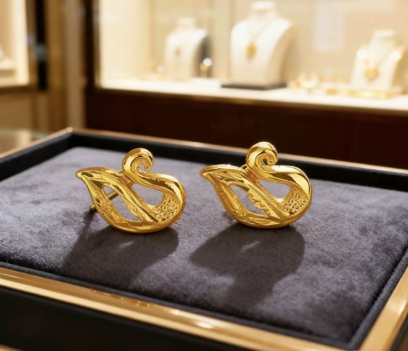 羽灵天鹅耳饰南非古法匠心工艺上手显高级 ERS-2