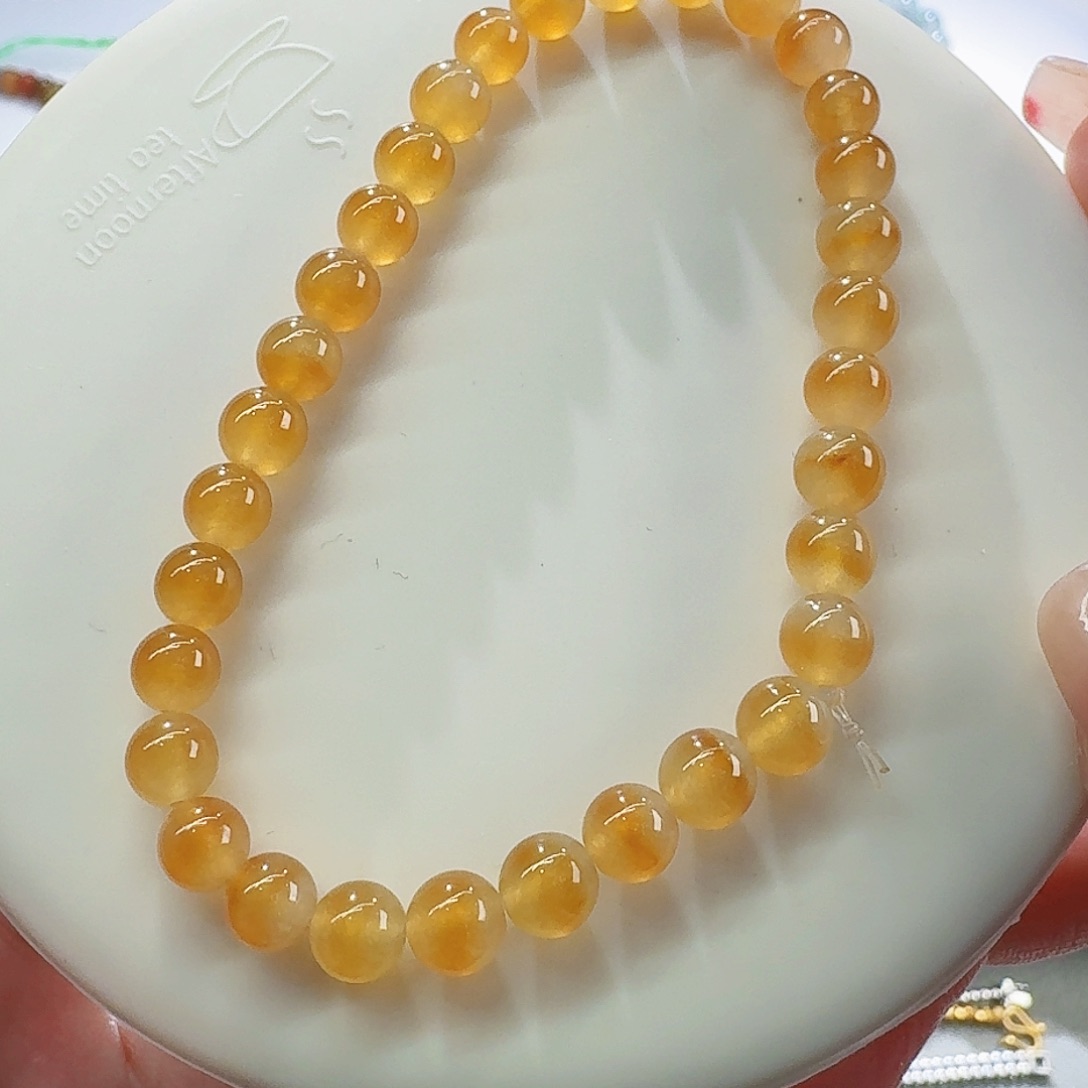 翡翠手串未镶嵌卡6冰橙黄手串