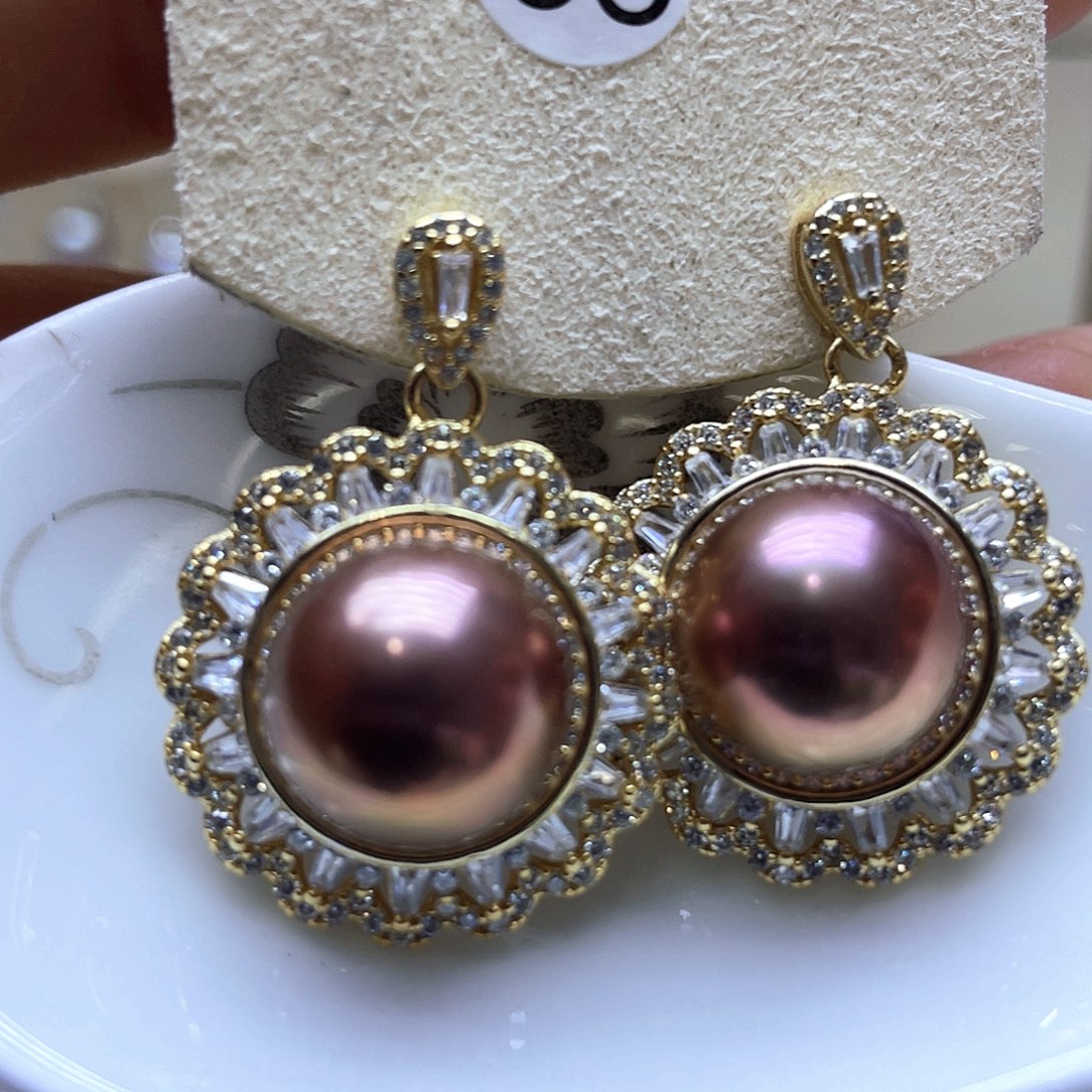 淡水珍珠耳饰银S925镶嵌