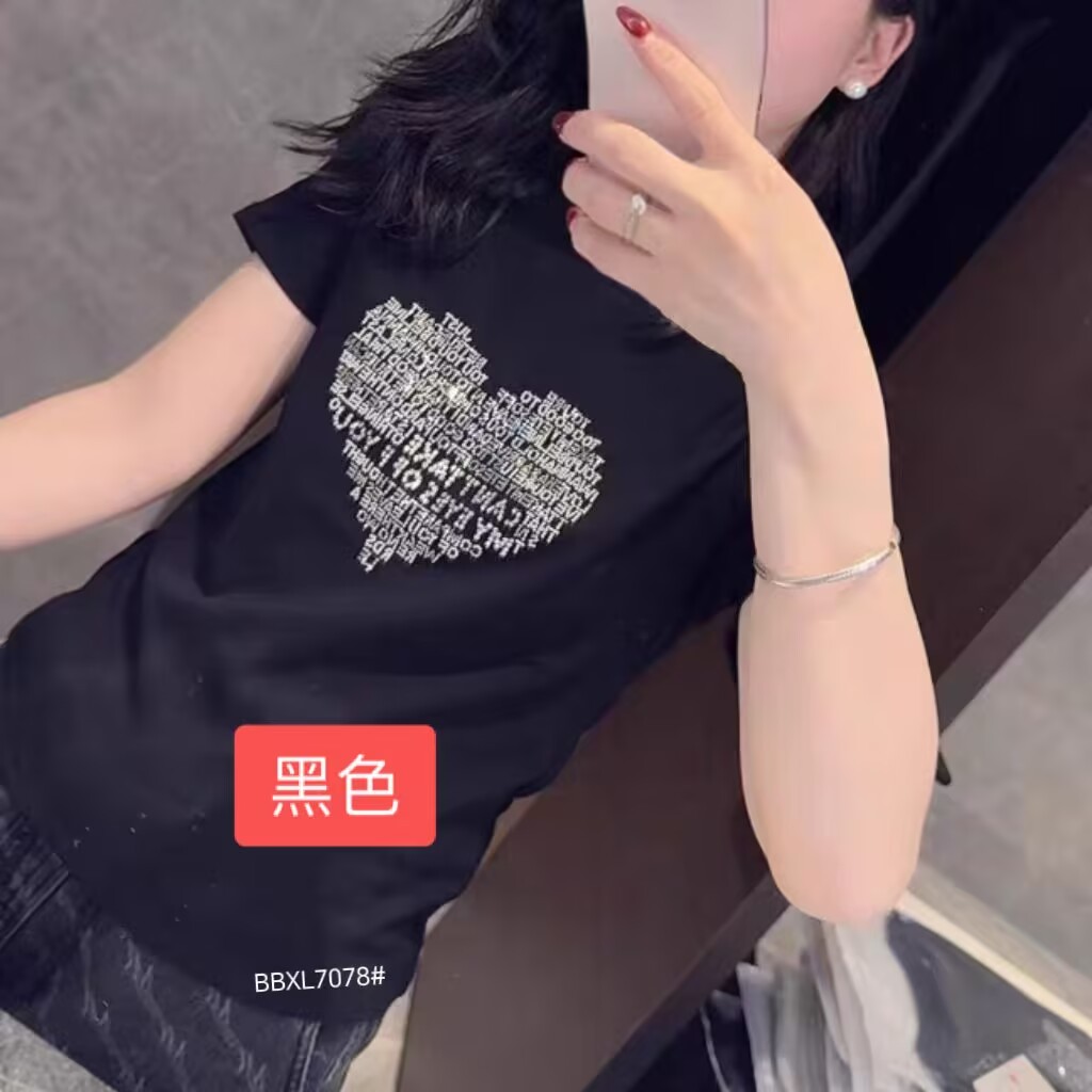 7078爱心钻弹力短袖