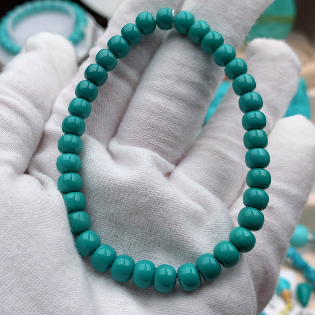 绿松石珠宝奇石未镶嵌6.5mm