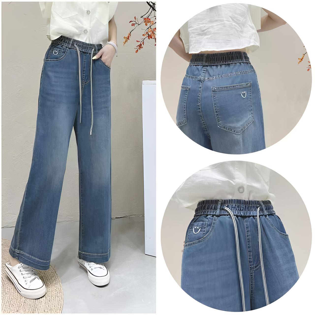 【玲子现货】2523 痞帅风薄款蓝色水洗休闲风牛仔裤