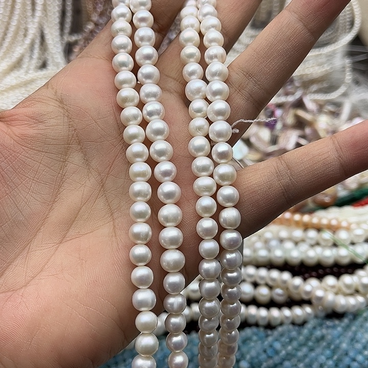 玛瑙/玉髓未镶嵌珠宝半成品半条7mm左右极光珍珠（拍2发1）