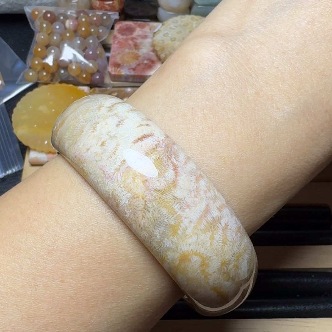 硅化玉56.5清新彩虫纹未镶嵌